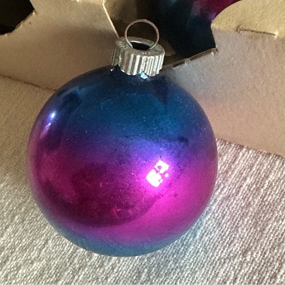 VTG Shiny Brite RARE Mercury Glass Christmas Ornaments Blue Pink Ombre Box 12 - Picture 5 of 12